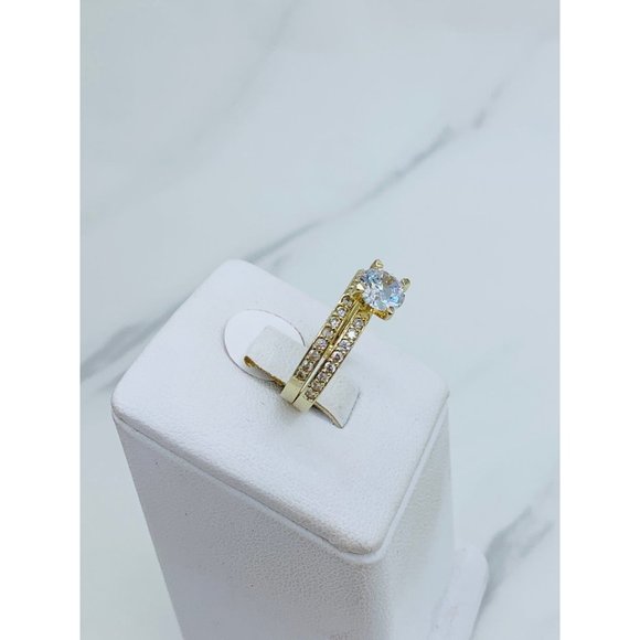 10k Solid Gold ring wedding set women’s band and engagement - Picture 3 of 7